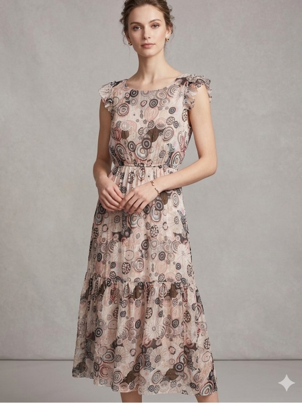 Le Ragazze Made in Italy Silk Blend Midi Dress - Size L EUC